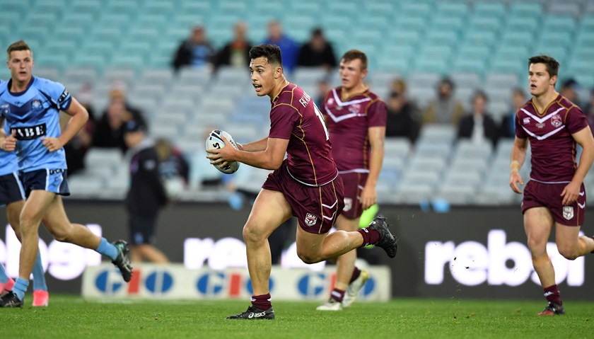 Tino Fa'asuamaleaui in action in 2017 for the Queensland Under 18 side.