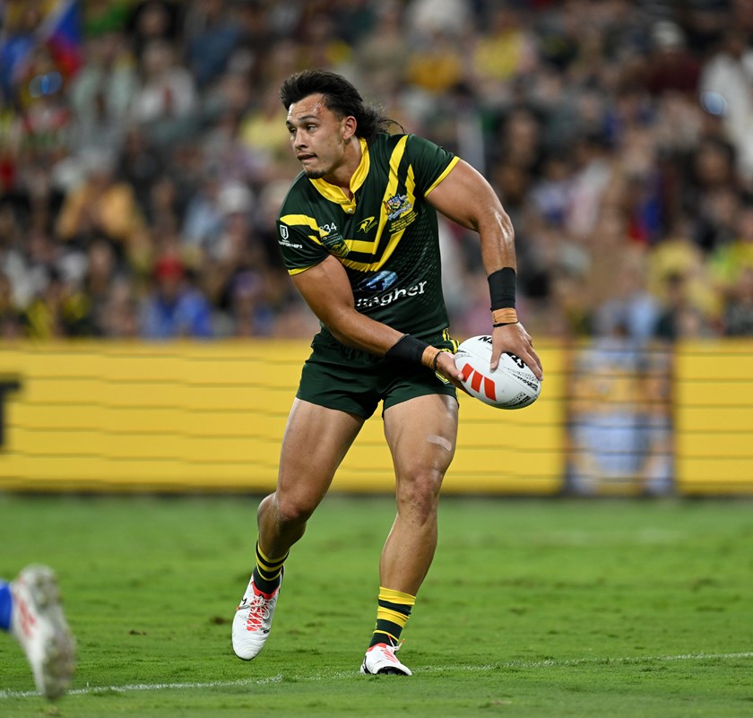 Titans captain Tino Fa'asuamaleaui in action for the Kangaroos.