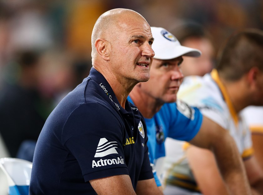 Eels coach Brad Arthur on the sidelines in the match against Brisbane Broncos.