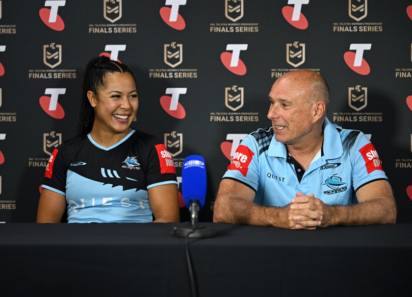 Tiana Penitani and Sharks coach Tony Herman.